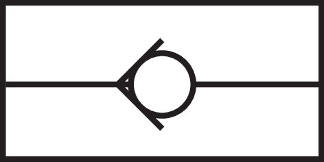 Schematický symbol: Zpetný ventil bez pružiny