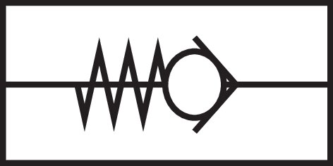 Schematický symbol: Zpetný ventil