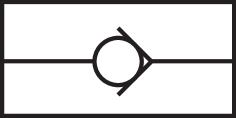 Schematický symbol: Zpetný ventil bez pružiny