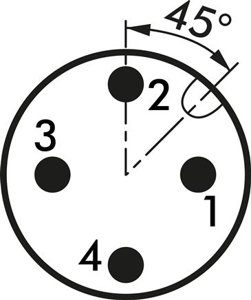Schematický symbol: Zástrcka M 12 (A-kódovaná, 4-pólová)