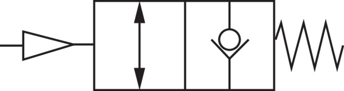 Schematic symbol: Unlockable check valve