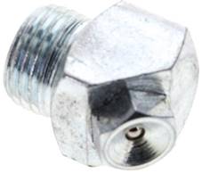 45° funnel type grease nipple, M 10 x 1 (conical), zinc plated steel.