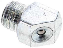 45° funnel type grease nipple, M 8 x 1 (conical), zinc plated steel.