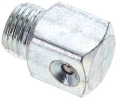 90° funnel type grease nipple, M 10 x 1 (conical), zinc plated steel.