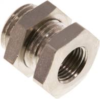 bulkhead screw connection G 1/8"-G 1/4", Nickel-plated brass