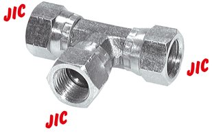 T screw connection,UN 1-5/8"-12 (JIC), Zinc plated steel