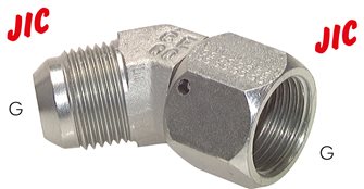 45°-screw-in elbow, UNF 1/2"-20 (JIC), Zinc plated steel