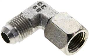 90°-screw-in elbow, UNF 9/16"-18 (JIC), Zinc plated steel